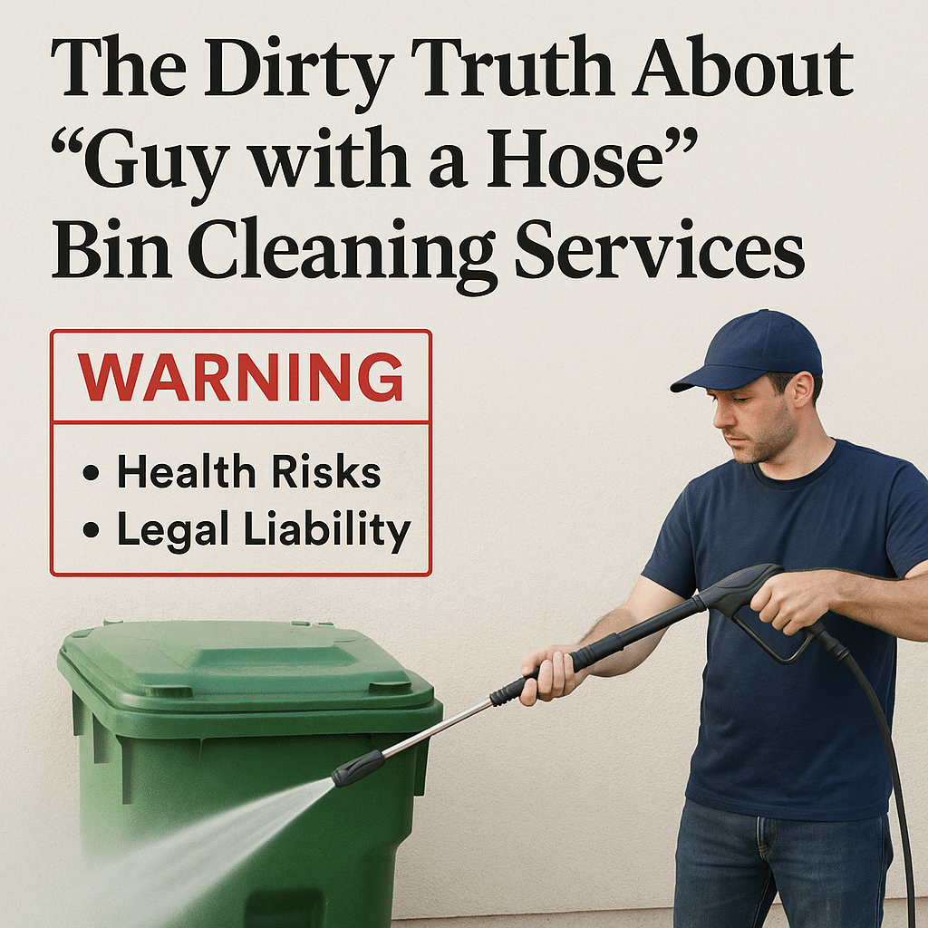 guy with a hose bin cleaning