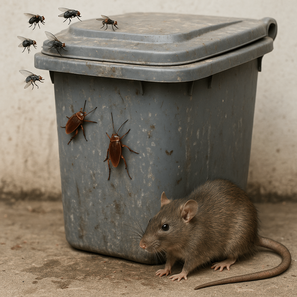 how dirty trash cans attract rodents & insects